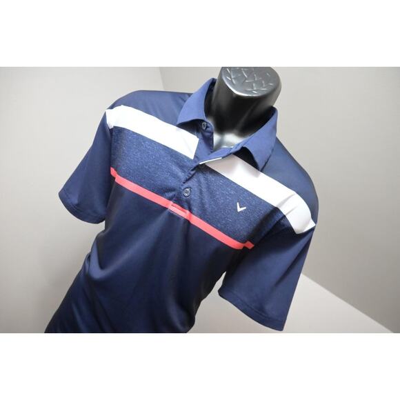 Callaway Golf Polo Opti Dri Striped Short Sleeve Athletic Shirt Mens Sz Large - Picture 4 of 8